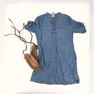 Philosophy Classic Blue Chambray Lace-Up Dress Size Medium